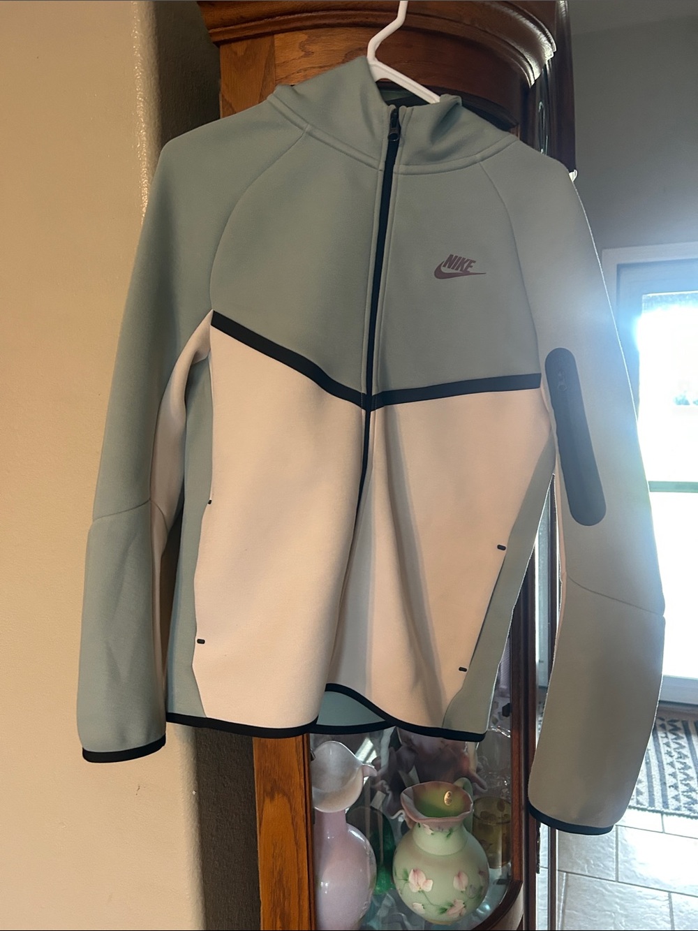 Nike Tech fleece boys full zip Zip-Up Jacket - Sage Green & White